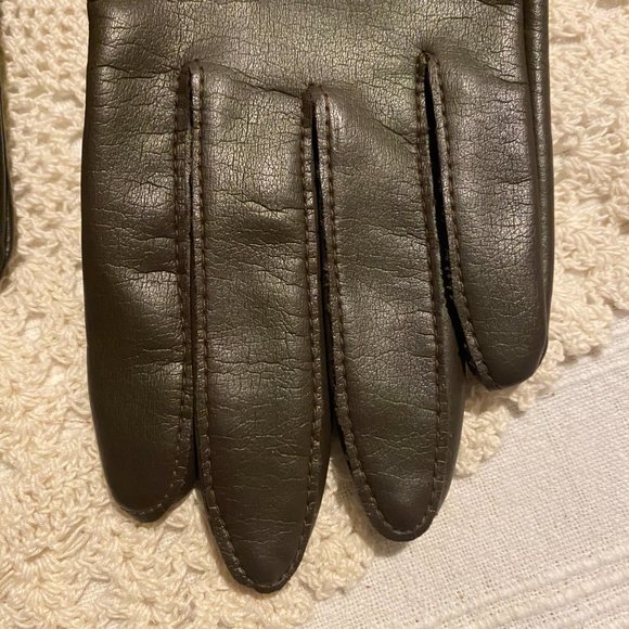 Vintage Chocolate Brown Vinyl Weather Gloves - Picture 4 of 6